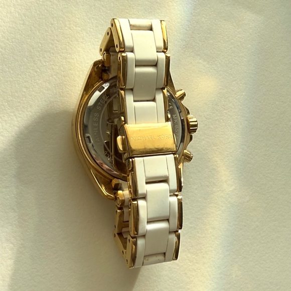 Michael Kors Gold and White Chronograph Watch